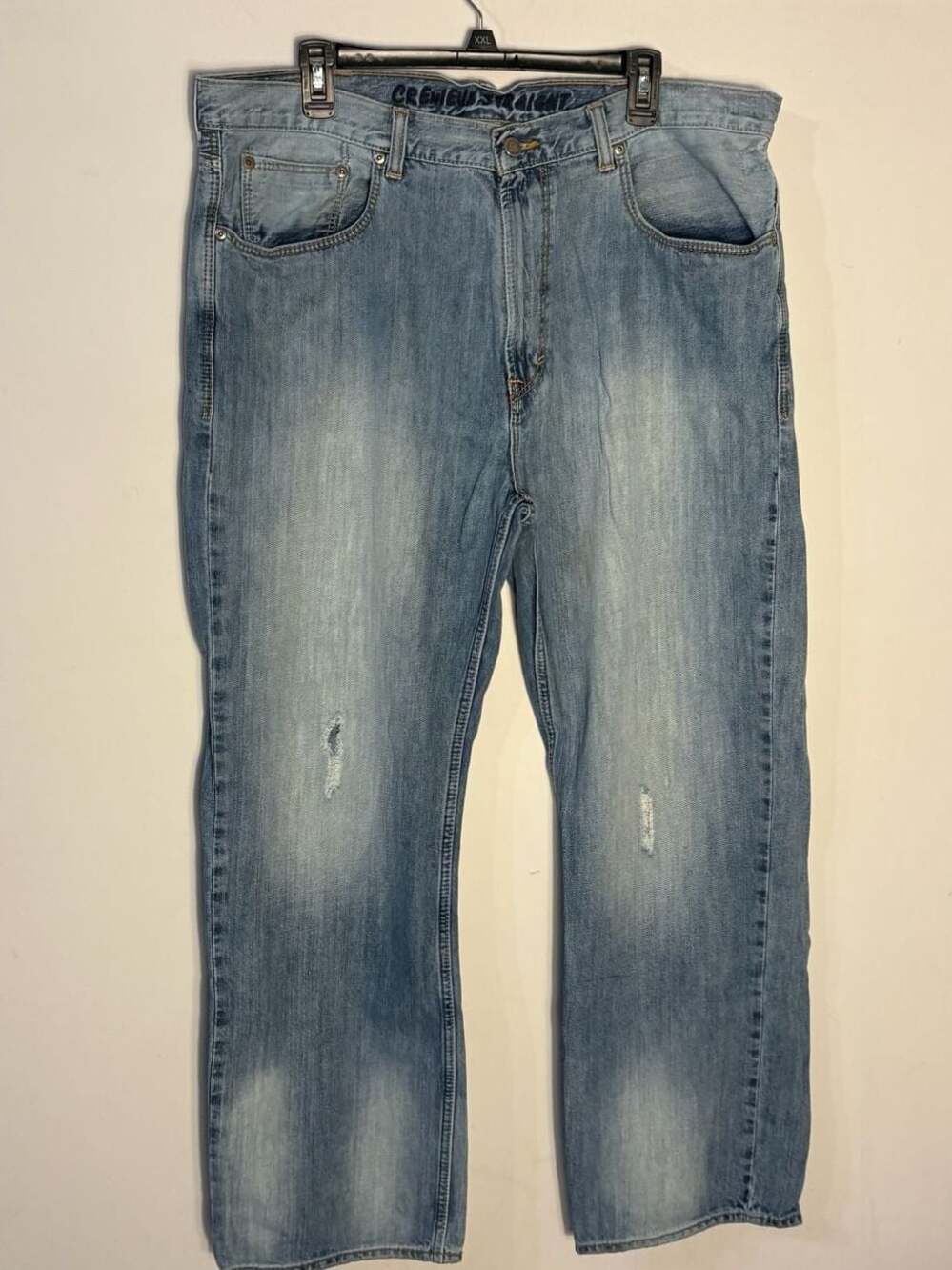 Cremieux Straight Fit Men's Light Wash Distressed Denim Jeans W38 L30 009-0026